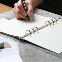 Carnet de notes créatif portable en PVC transparent, petit format, à lignes horizontales, avec couverture de classeur à 6 anneaux