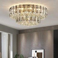 Plafonnier en métal et cristal pour le salon, style moderne, décoration d'intérieur, lustre nordique, plafonnier LED moderne