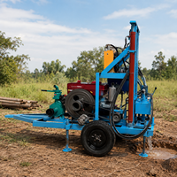 Plateforme mobile portable FY avec châssis à roues, moteur diesel, pompe de forage de puits d'eau, boîte de vitesses, profondeur maximale de 200 m, diamètre de forage de 200 mm, 380 V