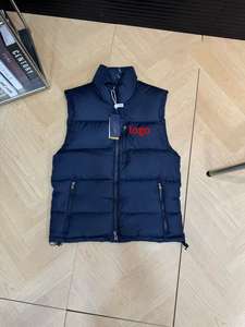 Классический мужской жилет-пуховик без рукавов с вышивкой, водоотталкивающий, дизайнерский, зимний, черный - Product Image 2