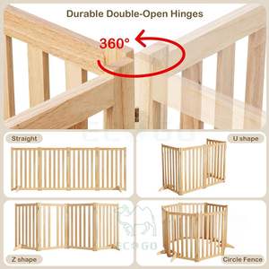 Valla de Seguridad Plegable Sólida para Mascotas, Moderna, Ecológica, de Madera, de 30 Pulgadas de Altura, Independiente, con 2 Patas de Soporte - Product Image 3