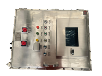 Boîtier de commande antidéflagrant BXD SS316L IP66, finition brossée, panneau d'alimentation et d'éclairage à entrée par le bas pour environnements industriels dangereux, marins et pétroliers