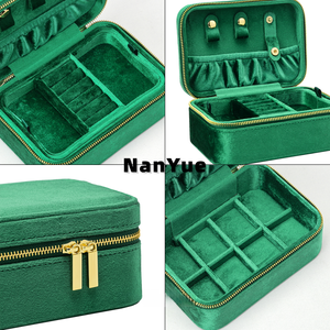 Caja de Joyería de Terciopelo de Lujo con Múltiples Compartimentos, Logotipo Personalizado, Cierre de Cremallera, Portátil, para Anillos, Collares, Pendientes, Pulseras, Caja de Almacenamiento de Joyas - Product Image 2