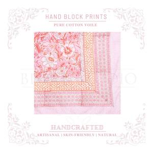 Paréo en coton imprimé à la main avec motif œillet rose et orange pour femme, léger, idéal comme cache-maillot de bain, pour la plage et les vacances d'été - Product Image 4