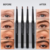 Crayon à sourcils rétractable fin à marque privée, 4 teintes, waterproof, longue tenue, logo personnalisé, cosmétiques en gros