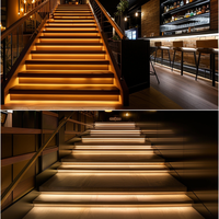 Bande lumineuse LED COB IP67 pour escalier, 2700K blanc chaud, télécommande, éclairage d'escalier sans joint, bande LED flexible découpable pour escaliers