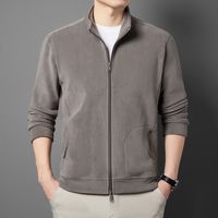 Sweat-shirts à fermeture éclair intégrale pour hommes en polaire anti-boulochage 400 GSM avec logo personnalisé, col montant chaud, veste pull-over, uniforme d'entreprise