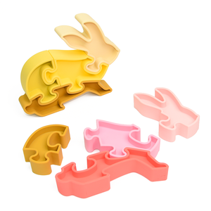Puzzle en Silicone chaud avec forme d'Animal de lapin pour bébé enfants blocs de construction empilables sans Bpa doux <span class=keywords><strong>Montessori</strong></span> dentition à - Product Image 3