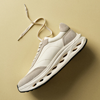 Chaussures Chunky Rétro pour Hommes, Fabriquées à la Main en Cuir Véritable, Respirantes, Blanches, à Semelle Épaisse, Polyvalentes, Décontractées et Sportives