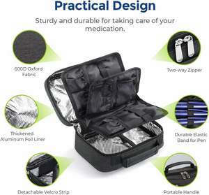 Étui de transport isotherme pour insuline, approuvé par la TSA, pour 8 stylos à insuline et fournitures diabétiques, avec poignée portable pour les voyageurs diabétiques - Product Image 3