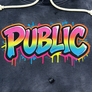 Sweat-shirts personnalisés pour hommes, épais, vintage, délavés à la pierre, effet soleil, impression DTG graffiti, finition vieillie, avec capuche à cordon de serrage - Product Image 2