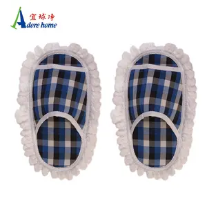 Easy Use Home 100% Polyester Customized Color Dust Floor Cleaning Mop Slippers
