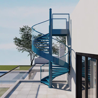 Escalier en spirale extérieur modulaire moderne préfabriqué avec marches en acier inoxydable, kit d'installation DIY