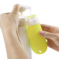 Mini gancho de silicona para desinfectante de manos botella exprimible vacío tamaño de viaje accesorios loción champú contenedor botella con mosquetón