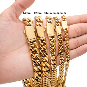 Europa e Stati Uniti nuovo hip hop in acciaio inox titanio acciaio acciaio cubano catena di crittografia collana piegata marchio fibbia - Product Image 1