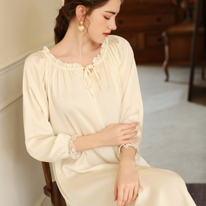 Nuovo stile da donna <span class=keywords><strong>camicia</strong></span> da <span class=keywords><strong>notte</strong></span> a <span class=keywords><strong>maniche</strong></span> <span class=keywords><strong>lunghe</strong></span> in seta di ghiaccio per la primavera e l'estate pigiama Sexy e dolce stile per la casa - Product Image 4