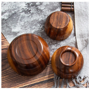 Vajilla de Madera de Acacia Estilo Japonés - Tazón para Servir Sostenible para Fiestas, para Ensaladas, Sopas u Otros Platos - Product Image 5