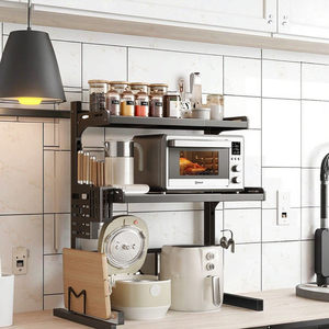Modern Telescoping Rack Microwave Oven Electric Rice Cooker Household <strong>Tabletop</strong> <strong>Storage</strong> Shelf Holders Premium Double Tier <strong>Storage</strong> - Product Image 1