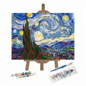 Pintura a óleo noturna estrelada criativa diy pintura personalizada por número van gogh