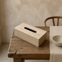 Porte-mouchoirs en travertin naturel design avec finition polie à la main pour l'esthétique de la chambre