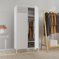 Armoires de rangement en métal avec tringle de suspension et étagères réglables, garde-robe en acier pour vêtements pour la maison