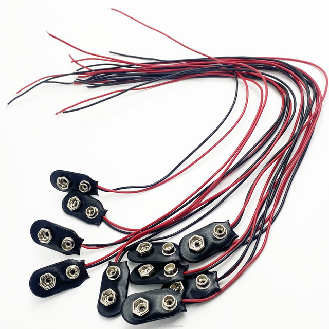 30CM Guitar 9V Battery Clip Battery Clips Connector Buckle I Type Cable Connection 9V Battery Holder Clip Snap Wire Connectors