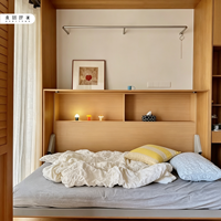 Lit Murphy tout-en-un en bois clair avec armoire intégrée, lit mural avec penderie latérale intégrée, vente directe personnalisée en usine