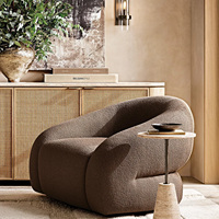 Fauteuil de loisirs Rhoohill en tissu bouclé de style américain, mobilier de salon moderne, fauteuil pivotant pour chambre à coucher