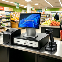 Système de point de vente tout-en-un DiligenCe DC-1508 15,6 pouces Full HD avec écran tactile capacitif pour restaurants Windows/Android/Linux 4 Go DDR3 16/32 Go