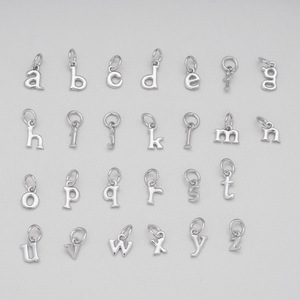 925 argento Sterling 26 lettere smalto lettere A-Z ciondoli ciondolo minuscolo ABC per fai da te nome personalizzato parola - Product Image 2