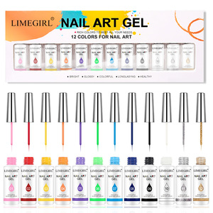 Set de Gel para Decoración de Uñas 2026, 12 Colores, Gel de Resina para Pintar, 8ml en Caja de Color, Serie <span class=keywords><strong>Platino</strong></span> Luminoso Sólido - Product Image 1