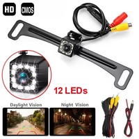 Installation facile Kit de caméra de recul de voiture sans fil DIY Plug-and-Play Moniteur de vision nocturne à LED Plaque d'immatriculation avant Sécurité automobile