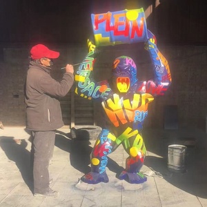 Pop Art Hot Selling Animal FRP Resin Sculptures Custom Made <strong>Life</strong> <strong>Size</strong> <strong>King</strong> <strong>Kong</strong> Apes Chimpanzee Gorilla Statues - Product Image 1