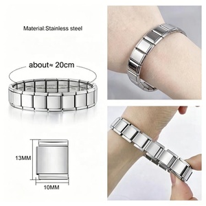 Nueva Pulsera Elástica de Acero Inoxidable con Diseño de Corazón, Estilo Italiano, Fabricada en Yiwu, con Dijes de Estrella y Mariposa Estampados, DIY - Product Image 4