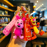 Porte-clés en silicone 3D mignon de dessin animé, non toxique, pendentif pour sac d'école, accessoire de voiture créatif, petite poupée ours