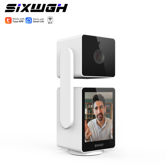 SIXWGH 2K 4MP Tuya Smart WiFi Network Indoor PTZ Camera Home Smart AI Motion Tracking Video Security Camera with 3.2" Screen
