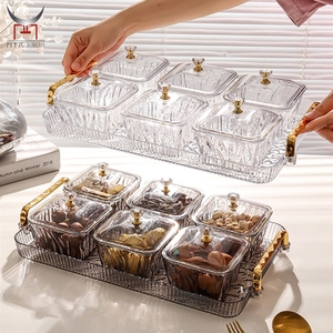 Serveerschaal Verdeelde Schalen Met Deksel Snackbakje 6 Verwijderbare Doorzichtige Kom Serveerschaal Voor <span class=keywords><strong>Fruit</strong></span> Snacknoot Tafelblad Interieur - Product Image 2