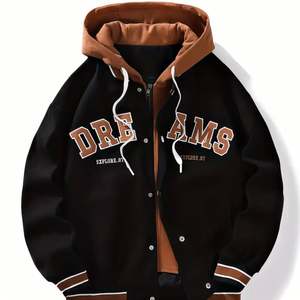 Veste à capuche légère pour homme tendance - Style universitaire athlétique, lettrage audacieux, idéale pour les sorties décontractées - Product Image 1