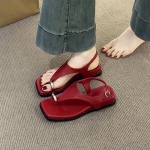 2026 summer elegant skin brightening square toe flip strap slip on sandals open toe one step wear ladies casual footwear - Product Image 2