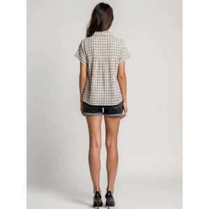 Women Plaid Shirt Short Sleeve Button Front Casual Regular Fit 100% Cotton Eco-Friendly Breathable ODM Spring Summer Shirt - Product Image 5