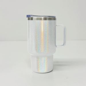 Custom LogoHolographic Shimmer 3oz Handled Keep Cold Hot Stainless Steel Mini Shot Glass Tumbler with Lid and Metal Straws - Product Image 3