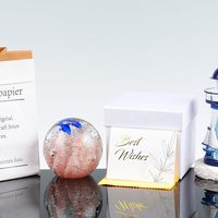 Boule de cristal soufflée à la main en verre artistique motif vague océanique, figurine marine, presse-papiers décoratif pour la maison, cadeau de collection pour l'étagère de bureau