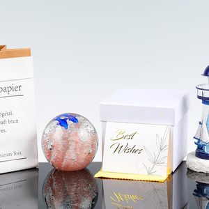Bola de Cristal Soplada a Mano con Diseño de Ola Oceánica, Figura Decorativa para el Hogar, Pisapapeles Coleccionable, Regalo para Exhibición en Estantes de Oficina - Product Image 3