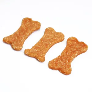 China pet treats manufacturer dried yummy chicken/rabbit&rice bone shape snack for dogs premium pet food