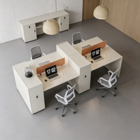 Poste de travail modulaire pour 4 à 6 personnes avec rangement et cloison, poste de travail de bureau moderne pour centre d'appels