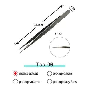 Private Label Custom Lash Tweezers Fiber Tips Diamond Grips Straight Volume Fiber Tip Eyelash Tweezers For Ladies