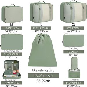 Sac de voyage pliable en polyester 8 pièces avec logo personnalisé, durable, léger, écologique, résistant à l'eau et fermeture éclair - Product Image 4