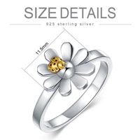 925 argent Sterling marguerite fleur coccinelle abeille pouce bague à la mode bijoux de mode pour les fêtes anniversaires plaqué rhodium