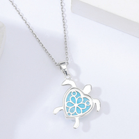 Nouveauté 925 Sterling Silver Natural Blue Larimar Stone Fine Jewelry Tortue Collier Pendentif pour Saint Valentin Cadeau