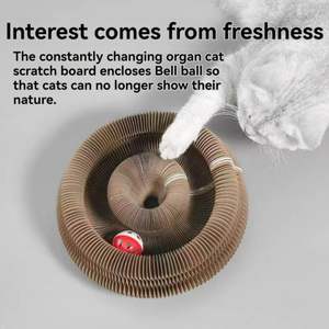 Fabriek Prijs Verstelbare Honingraat Kat <span class=keywords><strong>Scratcher</strong></span> Met Magnetische Adsorptie En Bell Ball - Product Image 3